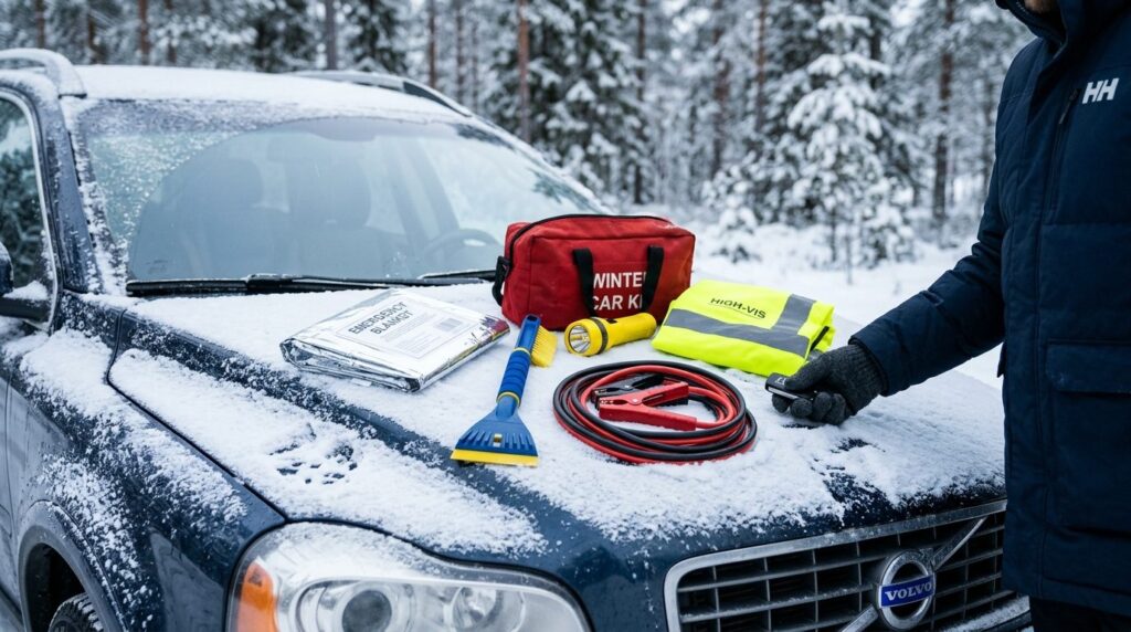 Photorealistic stock photo, 16:9 format: Close-up of winter 